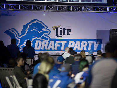 2017 Detroit Lions Draft Party art direction branding event branding event design football graphic design large format nfl nflpa sports branding