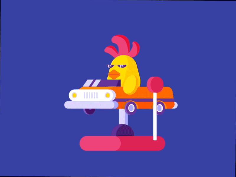 Cool chicken rocking car animal cartoons 动效