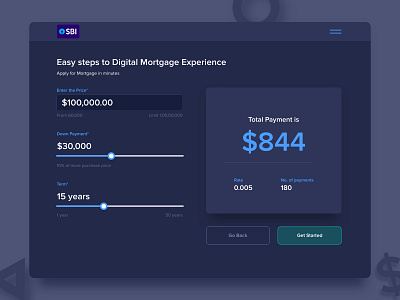 Calculator for Digitial Mortgage Experience