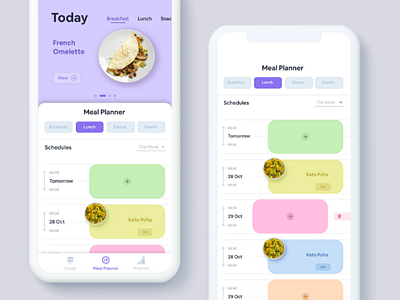 Health app for maintaining Daily Schedules. app cards dailyui dailyuichallenge diet food health healthapp landing page meals medical mobile payment schedules ui ux