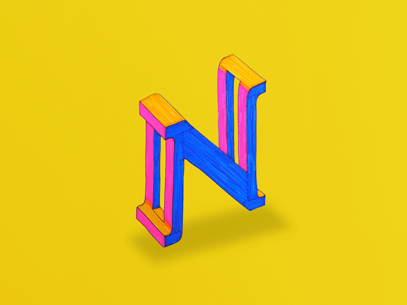 Letter N animated gif decoration doodle doodling illustration initials typography