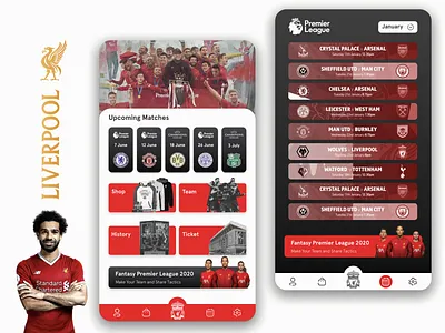 Liverpool FC - App Design Concept app app design app ui application concept design concept football football app football club liverpool liverpool app liverpool fc liverpoolfc mo salah premier league red salah soccer soccer app ynwa