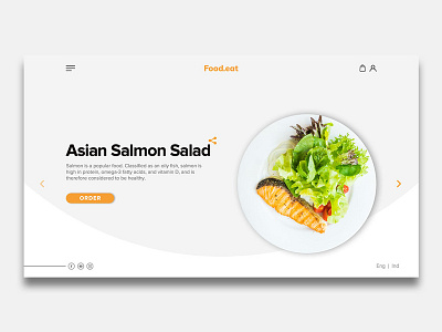 Food Landing page - Asian salmon Salad clean design design web eat food fresh green landing page minimalist orange order food restaraunt salad salmon shop simple design web desgin website