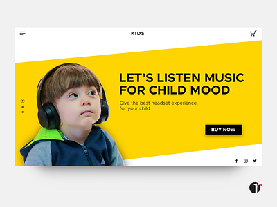 Headset for kids landing page child children front end headphone headset kids listening music user interface website website design yellow
