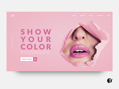 Cosmetic landing page color cosmetic design fresh landing page lips lipstick pink shopping user interface website