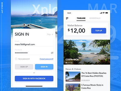 Xplori - Mōbile āpp branding sim travel app ui xplori