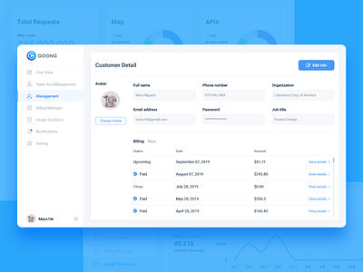 GOONG Maps - Dāshbōārd admin panel blue dashboad goong interface maps ui ux