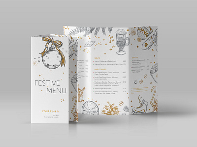 Menu Design for Courtyard by Marriott christmas illustration menu restaurant trifold