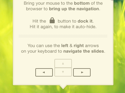 Slider Instructions instructions navigation popup tooltip