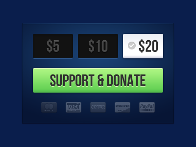 Support & Donate donate radio buttons widget wordpress