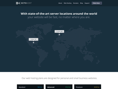 Web Hosting Page clean clear develosigner ectohost flat hosting map modern newschool pixel map pricing table simple