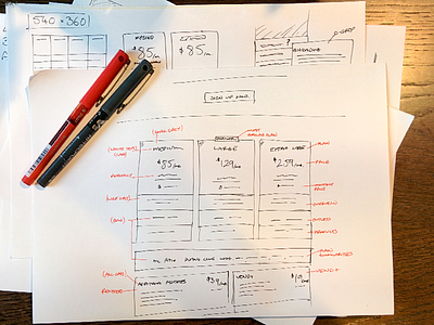 New Pricing Table Sketch notations pens pricing sketch table vend wireframe