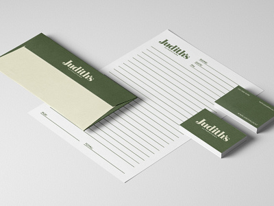 Judiths Physical Identity bold business cards colour scheme envelope logo