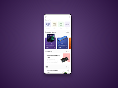 E commerce app ui