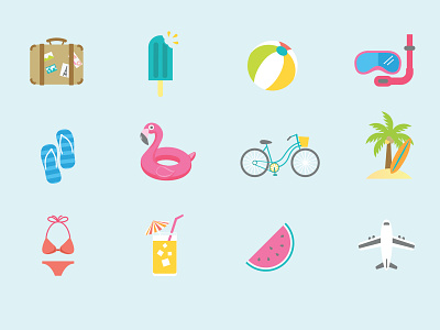 Summer Icons beach brand and identity branding icon illustration summer summertime travel tropical vacation