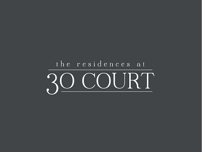 Residences At 30 Court brand brand and identity branding developer logo logo design real estate typography