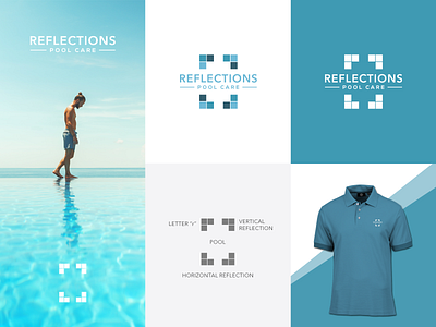 REFLECTIONS POOL CARE branding care clean cleaning design elegant logo pool