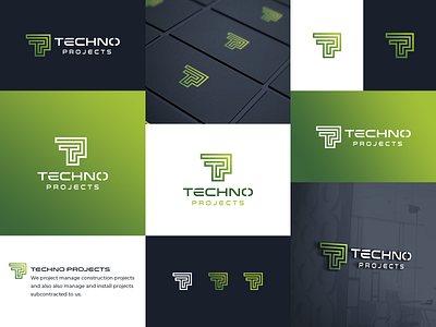 TECHNO PROJECTS branding clean construction design lines logo manage monogram tp