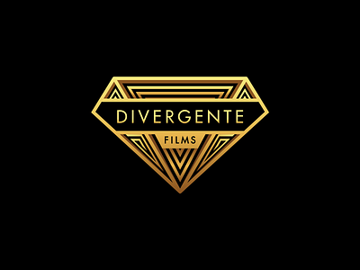 DIVERGENTE FILMS branding design diamond elegant film lines logo production sophisticated