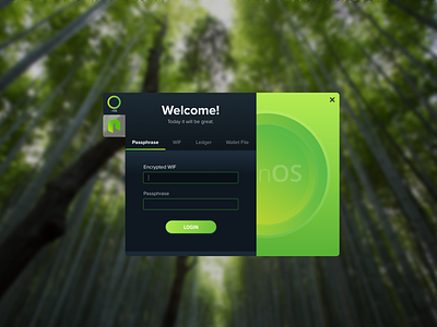 nOS Login Page - Crypto Wallet App