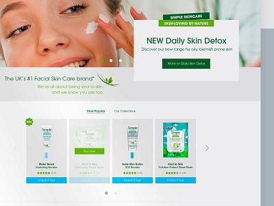 Simple Skincare ecommerce pitch skincare ui website