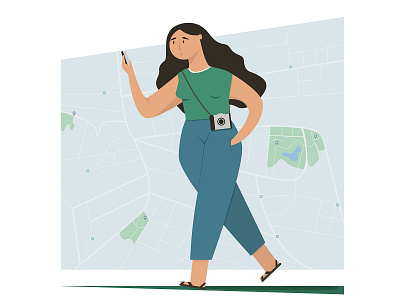 Travel girl illustration art character design flat girl girl character girl illustration illustration map travel vector