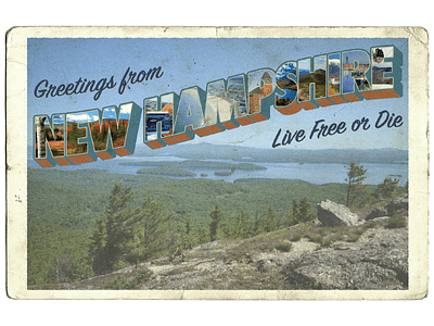 NH Vintage Postcard graphic design landscape new hampshire photoshop postcard text vintage