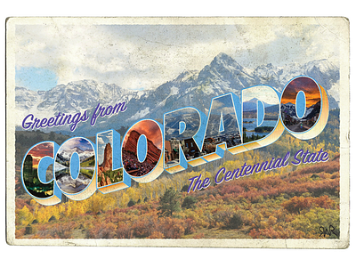 Vintage Colorado Postcard colorado denver landscape mountains photoshop postcard red rocks retro scenery text vintage