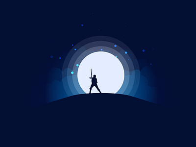 Midnight Rey adobe illustrator blue graphic design illustration illustrator jedi lightsaber moon rey star wars stars vector