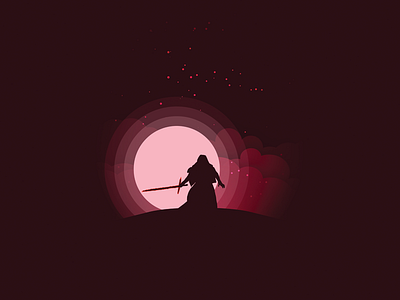 Dark Side of the Force adobe clouds evil graphic design illustration illustrator kylo ren moon red star wars vector