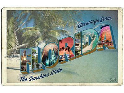 Florida Vintage Postcard beach disney florida landscape photoshop postcard retro scenery sunshine state typography vacation vintage