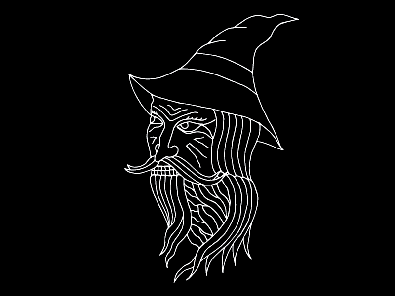 evil wizard clipart black and white