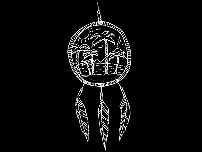 Tropical Dreams black and white draw drawing dreamcatcher dreams illustration illustrator line art lines paradise sketchbook tropical