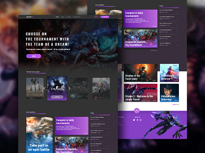 E-sport Web Site battlefield csgo cyberpunk cyberpunk2077 design dota2 e commerce e sport hideo kojima hitman leagueoflegends logo pubg tomb raider ui user interface userinterface ux web web design