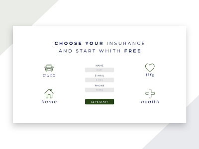 Landing page for Insurance agency