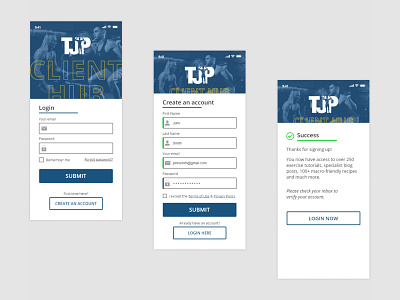 TJP Client Hub Sign Up Process adobexd signupform ui website