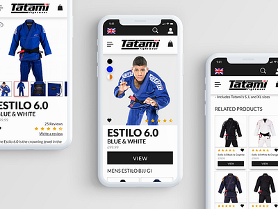 Tatami Fightwear ecommerce fightwear martial arts mobile ui website