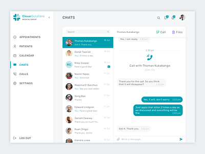 Telehealth Portal - Chats card chat clean clean design clean ui clinic doctor ehr health healthcare medical medicine message messages messenger patient telemedicine ui uidesign white