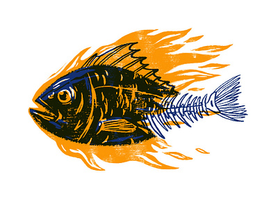 Dorado on Fire art artwork branding character design digitalpainting drawing fire fish illustration marvelous multiply ui web website