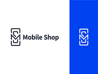 Mobile Shop Logo blue branding clean design icon identity illustration illustrator lettering logo minimal mobile typography ui vector