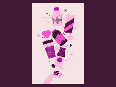 Coffee coffee 2d bottle coffee design flat geometry gift graphic hand heart illustration juice line minimal pattern pink purple vector water woman