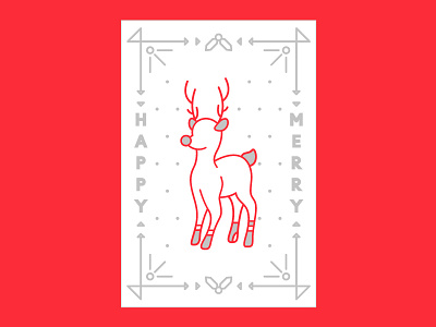Happy Merry. Christmas christmas dot grey happy letterpress love merry red rudolph santa snowman x mas