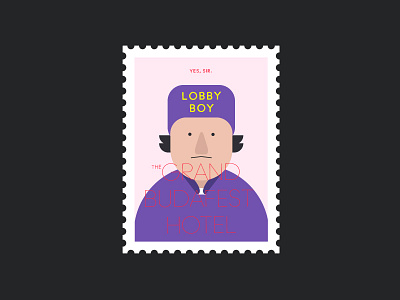 Mustache Movies bellboy geometry illustration lobbyboy movie mustache pink purple stamp wes anderson