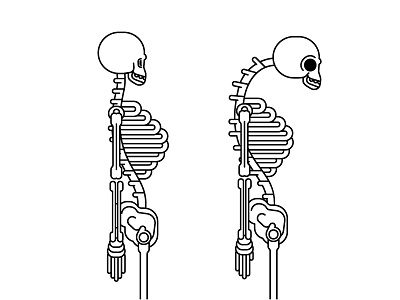 New Humanity_Digital Relyons black bone bones digital illustration line side effect skeleton skeleton model skull syndrome white