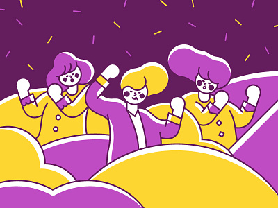 Macaron party celebration cracker dance dancing hair macaron party purple snack store women yellow