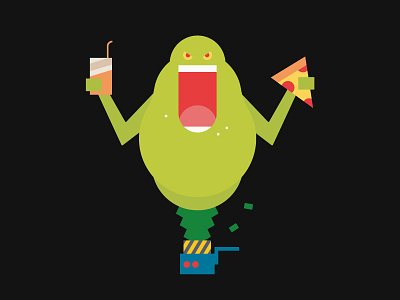 Ghostbusters black catch eating electric ghost ghostbusters green halloween illustration juicy laser monster pizza