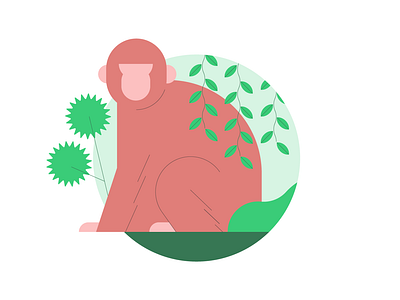 🐒 adult animal animal illustration bali character characterdesign circle design forest geomery graphic green illustration line monkey pattern plant traveling vector wave