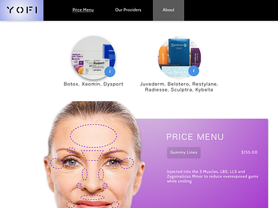 Botox Gummylines cosmetic procedures product design startup uxui yofimed