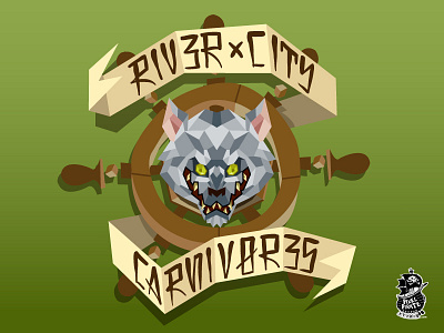 Pixel Pirate Carnivores art illustrator mosaic pirate sailor sea ships wheel tattoo vector wolf