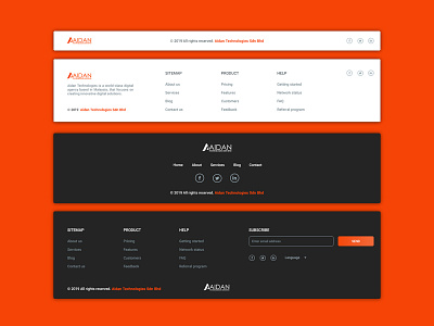 Footer UI for Aidantech apps screen branding design ui ui element ui pack ux ux designer web website